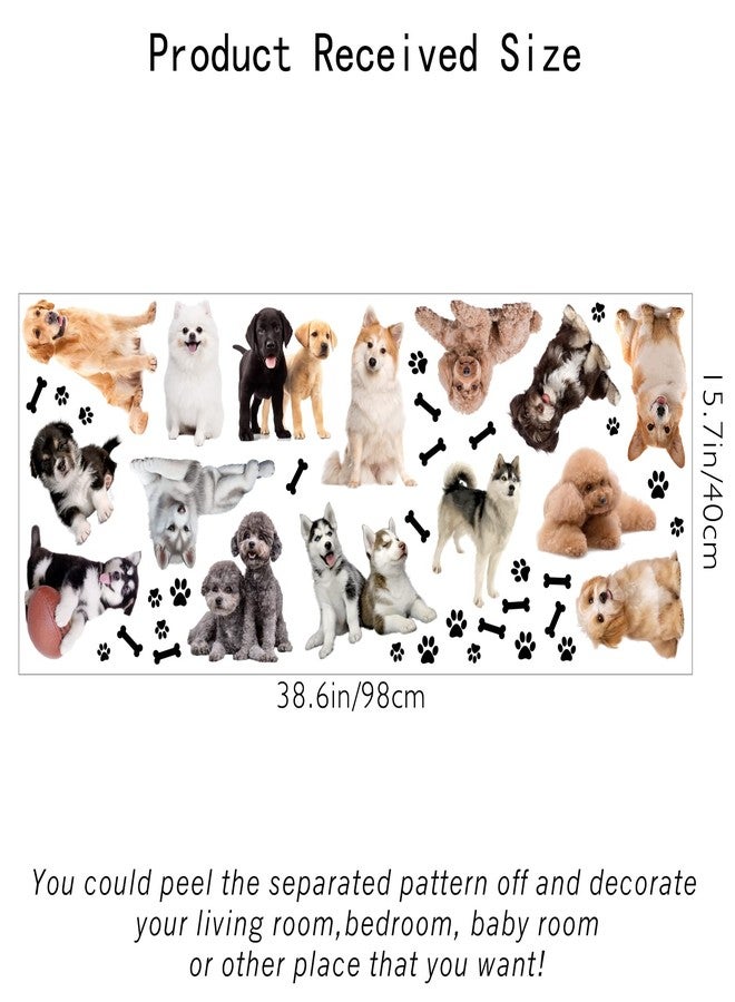 SUPERDANT 15 Styles Dogs Wall Sticker 3D Pet Dog Stickers Bone Paw Print Stickers Puppy Stickers Vinyl Wall Decor Sticker for Kids Boy Girl Baby Teen Bedroom Dog Lover Home DIY Decor - Image 2