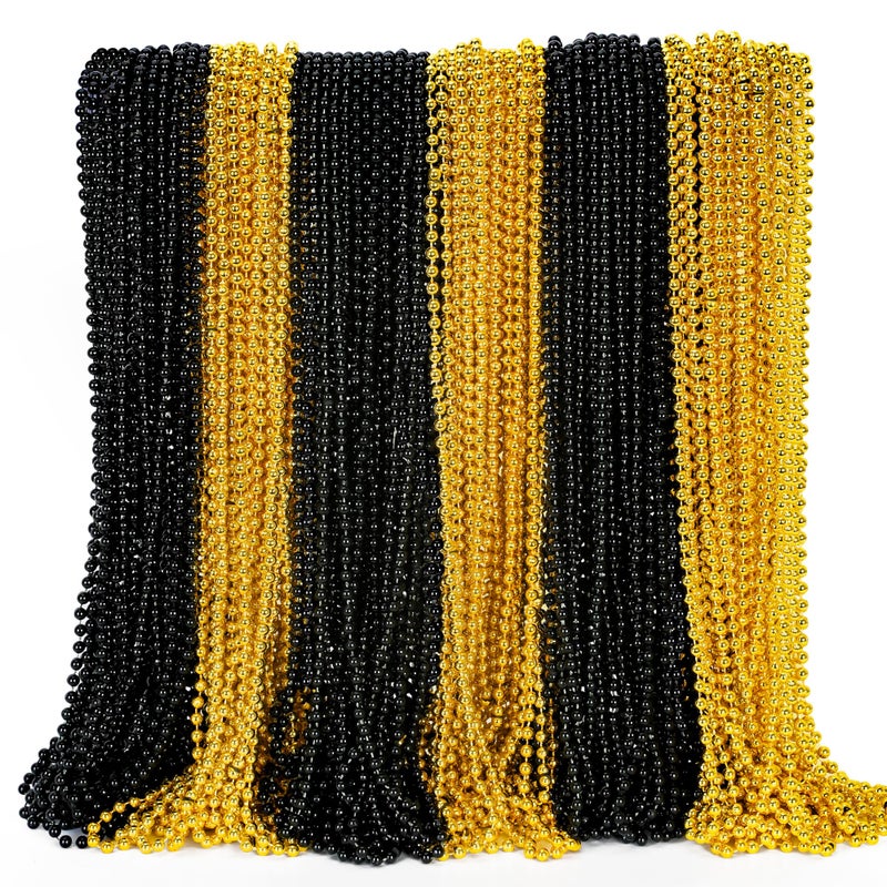 EOBOH 100PCS Bead Necklace Gold Black New Year Bead Party Favors New Year Eve 33 Toy Necklaces Costume Accessories Parade Throw Accessories for New Year Wedding Birthday Celebrations Decoration - Image 2