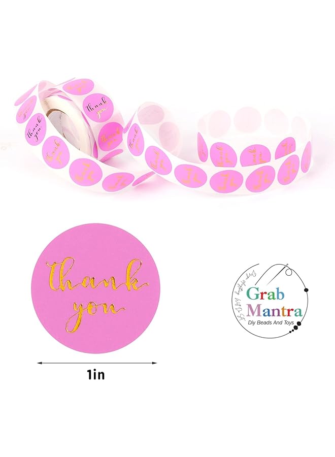 إيروريكس مجموعة من 2 لفافة ملصقات الشكر باللونين الوردي والفضي، 1000 قطعة، ملصقات لتغليف الهدايا وتغليف الخبز وأختام المغلفات والأعمال الصغيرة وحفلات الزفاف وحقيبة تغليف الهدايا 1 - Image 3