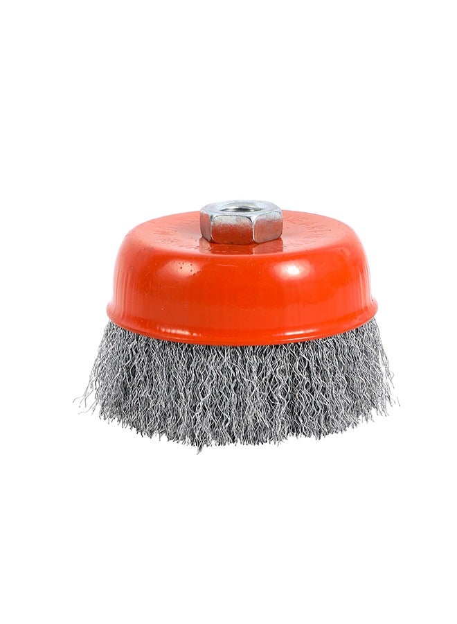 LAWAZIM Crimped Wire Cup Brush -Silver– Heavy-Duty Wire Brush for Angle Grinders Rust Removal Paint Stripping Abrasive Surface Cleaning – Precision-Balanced Tool with Threaded Arbor for Metal - Image 5