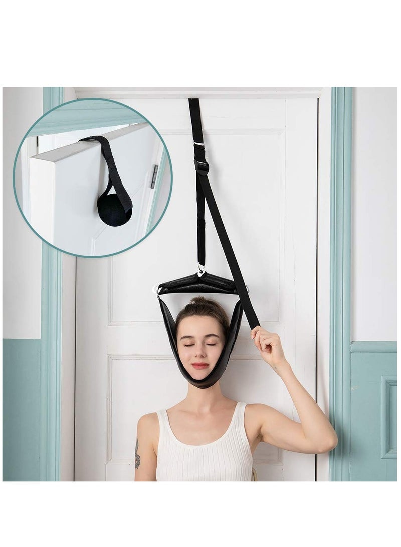 Portable Over-Door Cervical Neck Traction Device for Home Use - Effective Relief for Neck Pain, Arthritis, Disc Bulges, and Spinal Decompression - Ideal for Home Physical Therapy, Black - Image 1