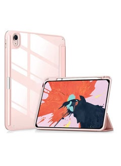 حافظة iPad الجيل العاشر 2022، حافظة iPad 10.9 بوصة مع ظهر شفاف شفاف وغطاء إطار مقاوم للصدمات من مادة TPU حامل أقلام مدمج، يدعم الاستيقاظ التلقائي لجهاز iPad الجيل العاشر