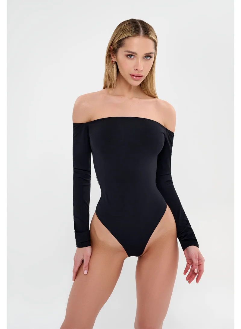 Bona Fide Sexy One Piece Swimsuit for Women – Off Shoulder Long Sleeve Monokini – Elegant Slim Fit Bathing Suit