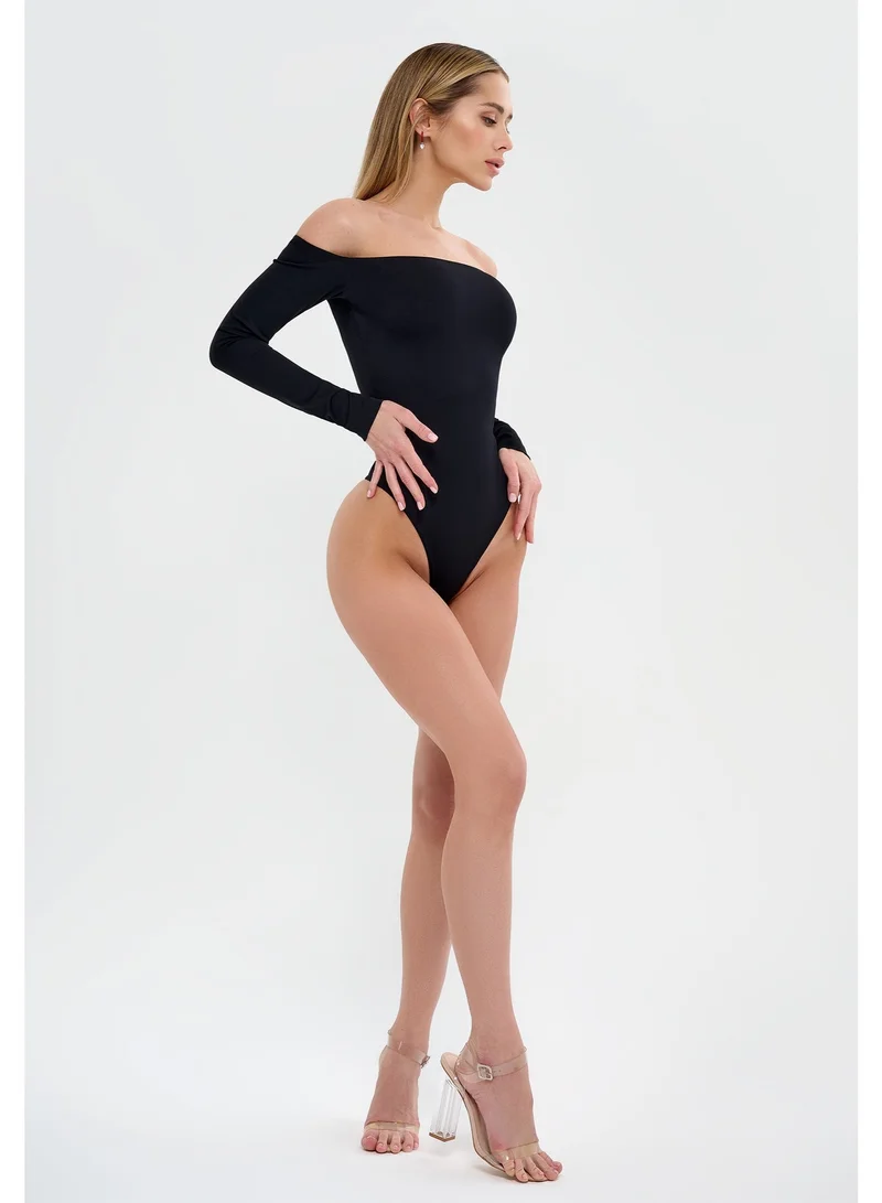 Bona Fide Kate Body Black Bona Fide Sexy One Piece Swimsuit for Women Off Shoulder Long Sleeve Monokini Elegant Slim Fit Bathing Suit for Women | Best Price KSA Bona Fide Kate Body Black Bona Fide Sexy One Piece Swimsuit for Women Off Shoulder Long Sleeve Monokini Elegant Slim Fit Bathing Suit for Women | Best Price KSA
