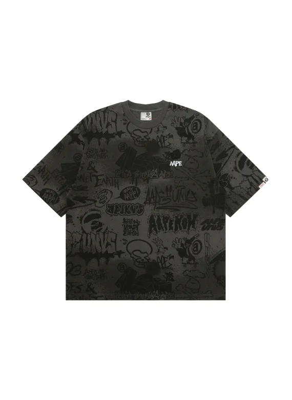 ايه ايه بي إي Moonface logo graffiti print tee
