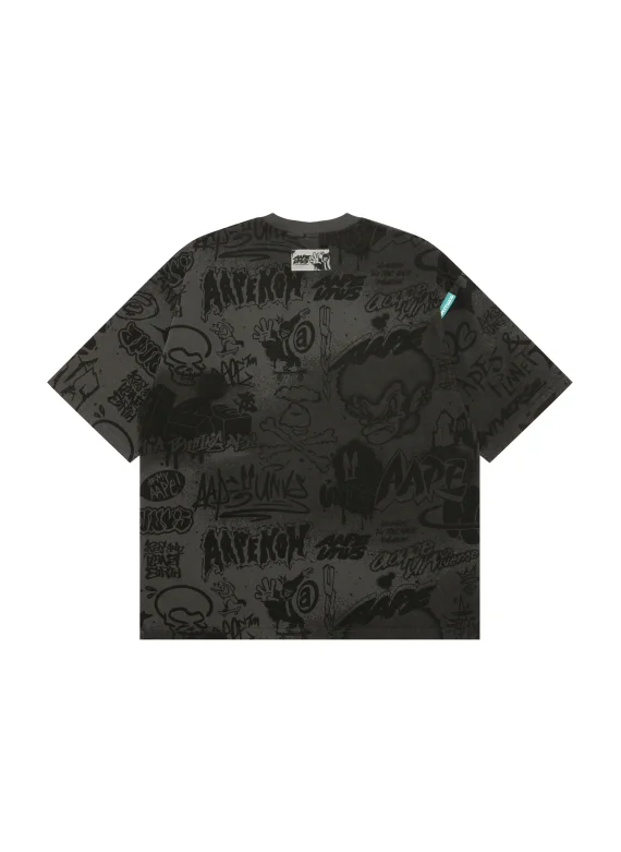 ايه ايه بي إي Moonface logo graffiti print tee