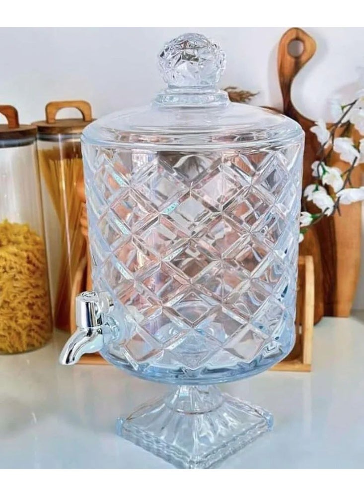 High-quality juice dispenser, pure glass, slim tap, silver acrylic, 4.5 liters - Image 3