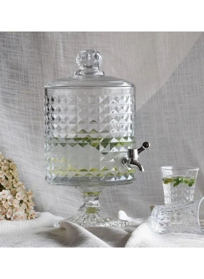 High-quality juice dispenser, pure glass, slim tap, silver acrylic, 4.5 liters - Image 2