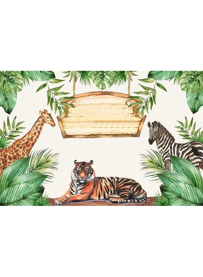 Yeele 7x5ft Jungle Safari Backdrop Photography Background Cartoon Zoo Animals Backdrops Kids Boy Girl Newborn Birthday Baby Shower Party Decoration Photo Booth Shoot Vinyl Studio Props - Image 1