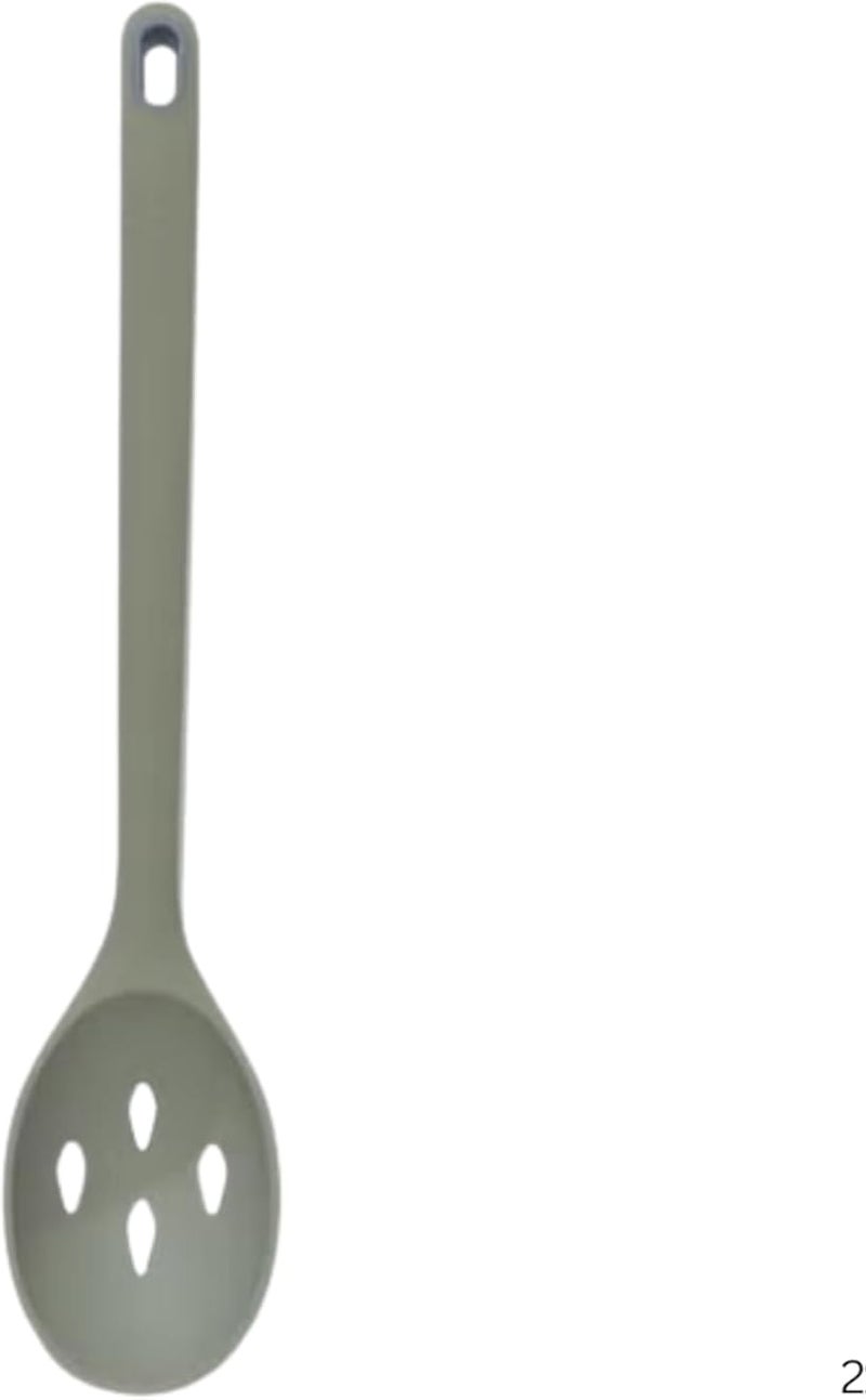 Silicone Skimmer Spoon, Non-Stick Cooking Slotted Colander Skimmer Strainer, Kitchen Sink Ladle Strainer Silicone Filter with Long Handle gray