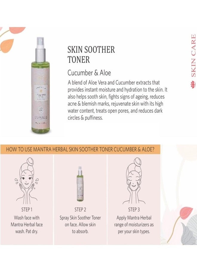 Mantra Herbal Skin Soother Toner with Cucumber & Aloe Vera - Hydrating, Soothing, Anti-Aging, Reduces Acne & Pores - 250ml - Image 3