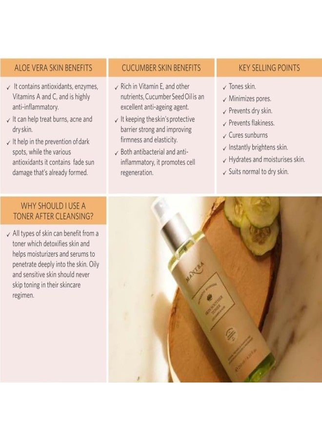 Mantra Herbal Skin Soother Toner with Cucumber & Aloe Vera - Hydrating, Soothing, Anti-Aging, Reduces Acne & Pores - 250ml - Image 2