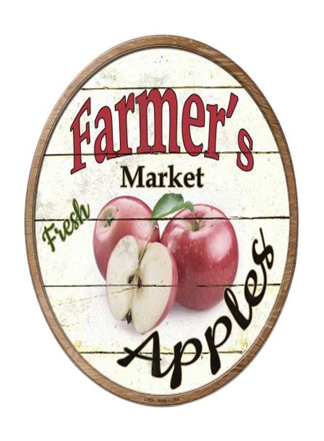 SMART BLONDE Farmers Market Apples Novelty Metal Circular Sign C-604