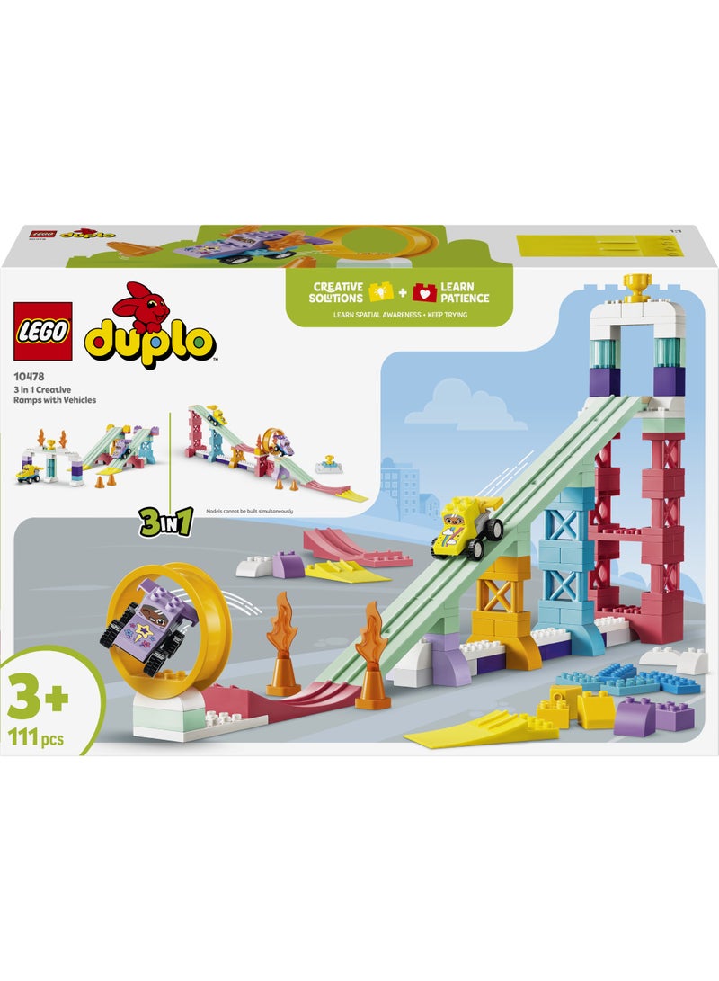 LEGO DUPLO 3 in 1 Creative Ramps with Vehicles Toy 10478 (Age 3+, 111 Pieces) - Image 3