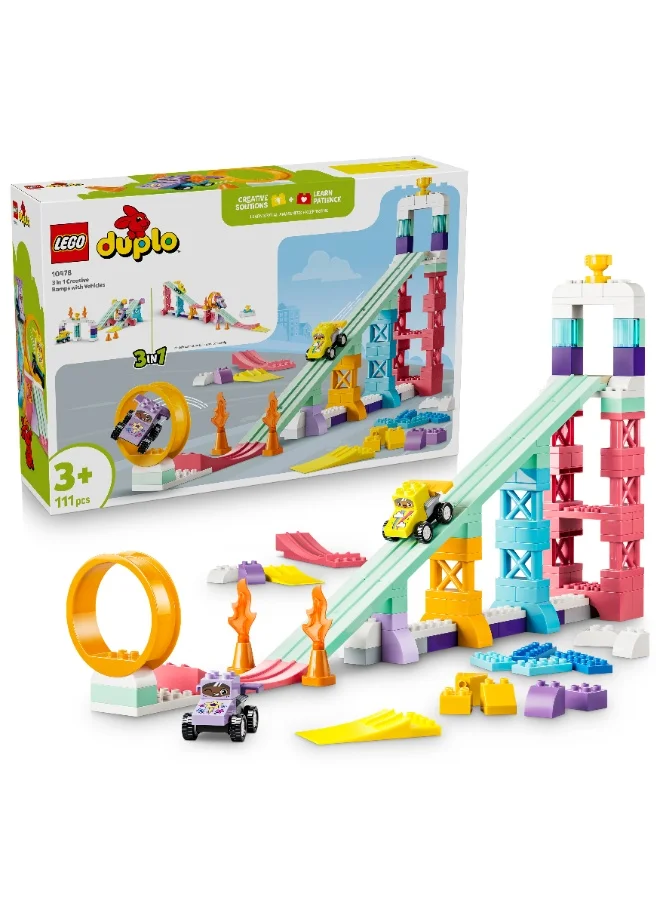 ليغو ‏DUPLO منحدرات إبداعية ٣ في ١ مع مركبات، لعبة مكعبات بناء للأطفال بعمر ٣ سنوات وأكثر (١١١ قطعة) 10478