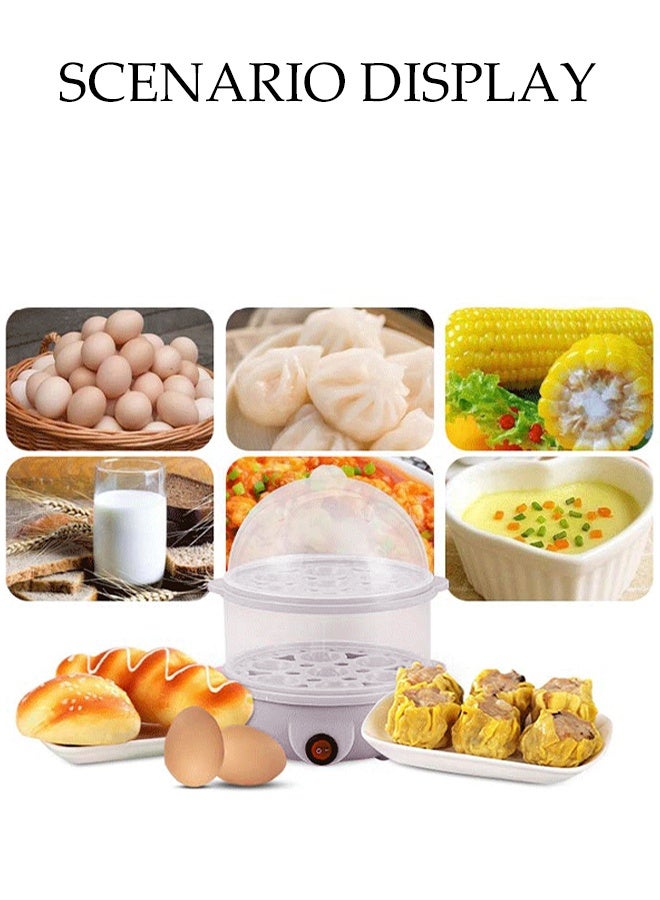 DUNISO Egg Steamer，Double-layer Egg Cooker，Rapid Egg Cooker，14-Egg Capacity，Mini and Portable,Easy to Clean,Used for Steaming Eggs, Corn, Sweet Potatoes, Buns, Dumplings，White - Image 3