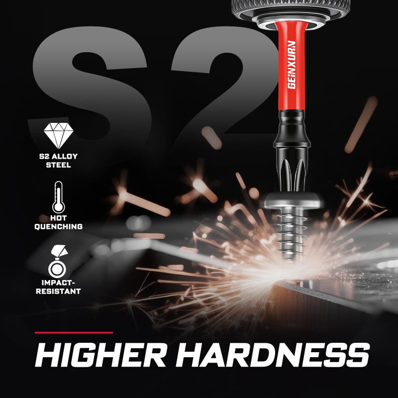 Geinxurn 217Pieces Impact Screwdriver Bits Set, S2 Steel 1â€/2â€/3â€/6â€Magnetic D2 Phillips/Slotted/Square/Torx/Hex Muliti Bits Tips Set with Impact Bit Holder and Bit Magnetizer/Demagnetizer - Image 4