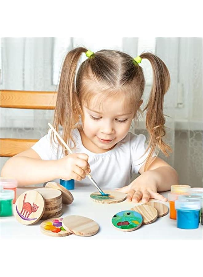 Arabest 2 Inch 50 Pieces Wood Circles,  Small Round Discs Unfinished Slices Wooden Ornaments for DIY Decorations Laser Engraving Wood Burning Staining Painting Decou Crafts School Education - Image 3