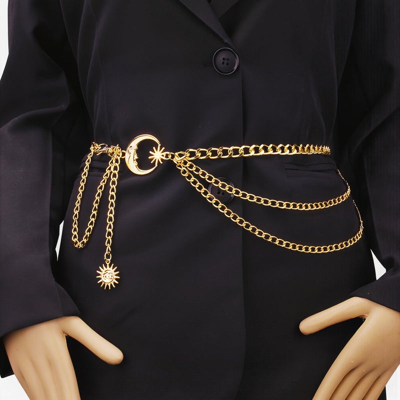 Layered Waist Chain Alloy Moon Sun Charm Body Belt for Women - Image 4