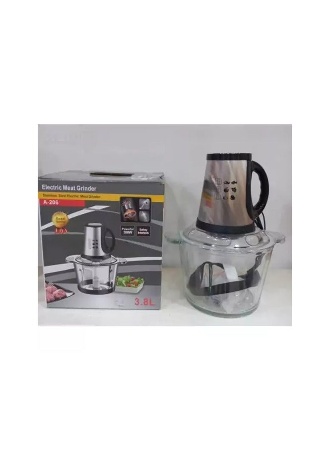 PRO Mini Electric Meat Grinder with Stainless Steel Bowl, Small Mixer with 2 Speed Levels and 4 Stainless Steel Blades 300W 3.8L  - Image 4