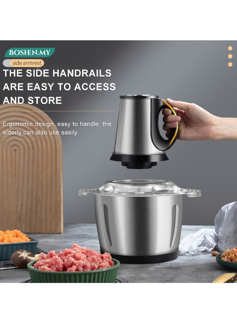PRO Mini Electric Meat Grinder with Stainless Steel Bowl, Small Mixer with 2 Speed Levels and 4 Stainless Steel Blades 300W 3.8L  - Image 5