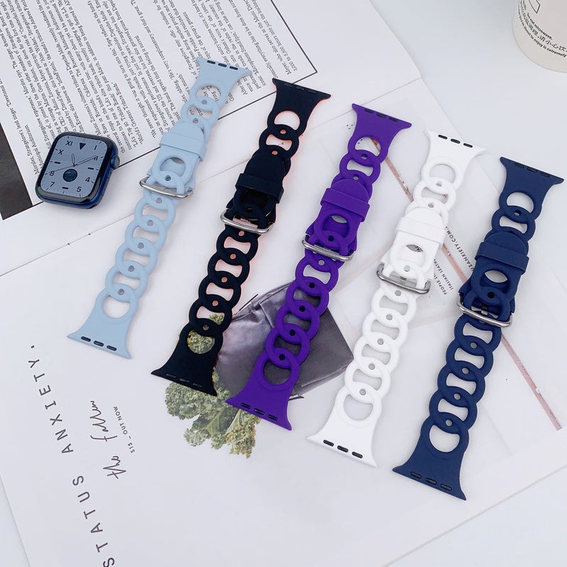 Silicone Donut Hollow Apple Watch Strap for 1-11/Ultra/SE, 38-46mm - Image 4