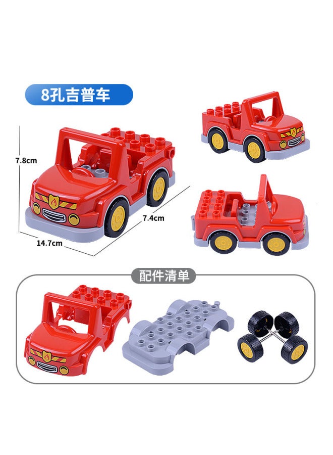 Domestic Large Particle Building Blocks Car Bus School Bus Police Car Aircraft Engineering Wheel Parts Small Set Children's Toys - Image 4