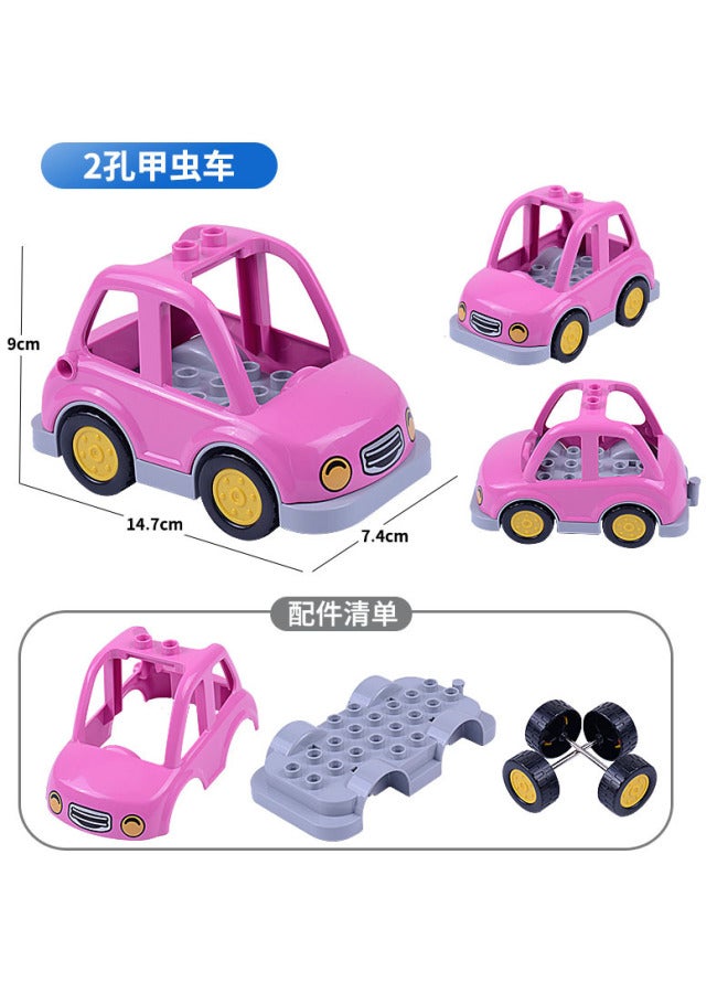 Domestic Large Particle Building Blocks Car Bus School Bus Police Car Aircraft Engineering Wheel Parts Small Set Children's Toys - Image 5
