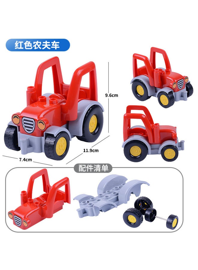 Domestic Large Particle Building Blocks Car Bus School Bus Police Car Aircraft Engineering Wheel Parts Small Set Children's Toys - Image 3