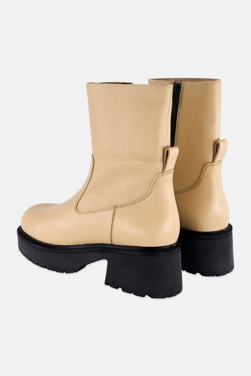 Asos Design Women Ascend Zipper Closure Ankle Boots, Beige  - Image 2