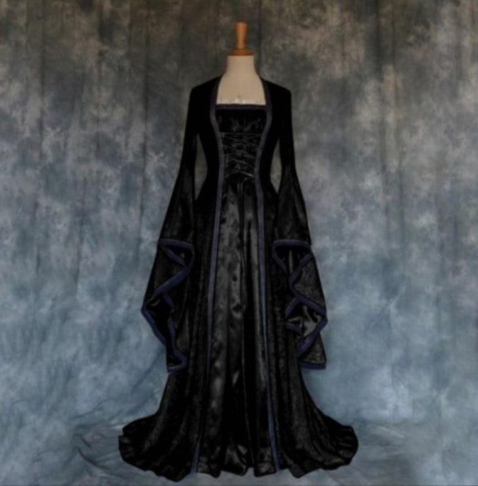 2023 New Halloween Dress Wish Explosions Medieval Artistic Retro Cosplay Dress - Image 1
