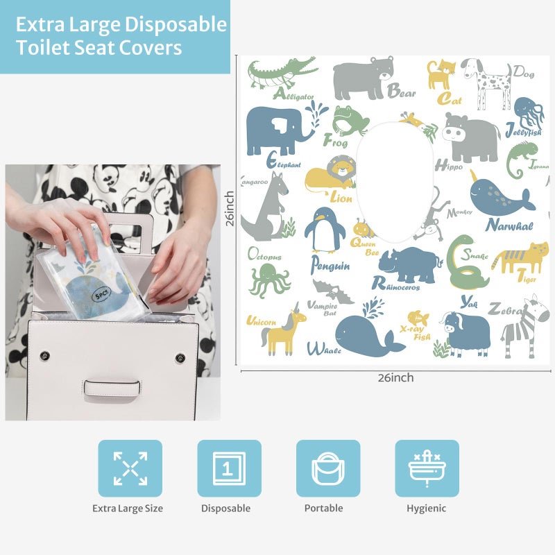 Blissful Diary 20 Pcs Toilet Seat Covers Disposable for Toddlers & Adults, Extra Large Waterproof, Portable Package for Travel, Kids Potty Training - Image 4