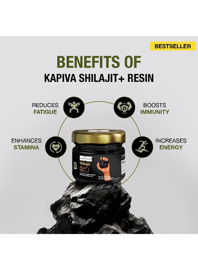 Kapiva Original Himalayan Shilajit Resin, 20g | Pure Shilajit Shilajeet Resin for Men | 250mg Per Serving, 80 Servings | Ayurvedic Wellness Supplement - Image 2