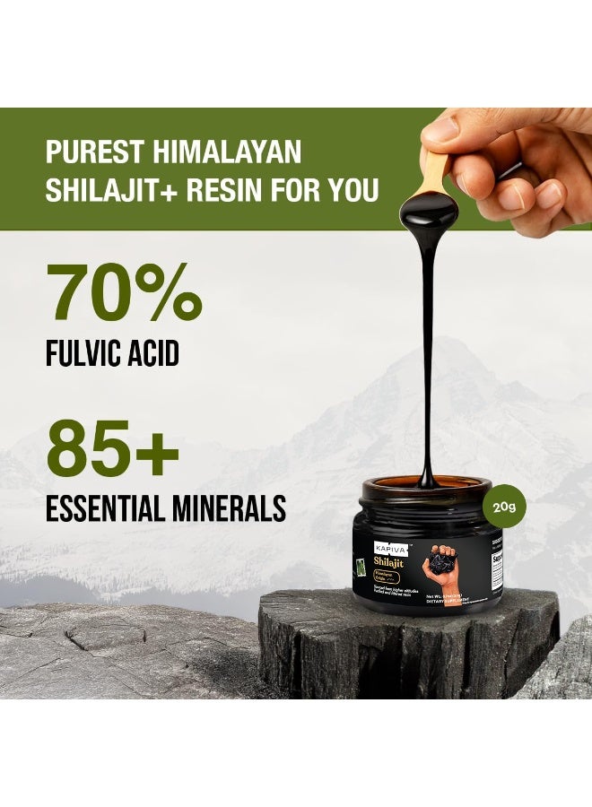 Kapiva Original Himalayan Shilajit Resin, 20g | Pure Shilajit Shilajeet Resin for Men | 250mg Per Serving, 80 Servings | Ayurvedic Wellness Supplement - Image 3