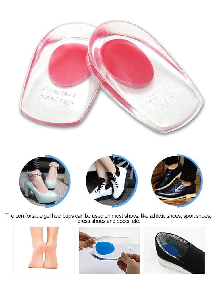 أكواب جل للكعب - حشوات لالتهاب اللفافة الأخمصية - وسادات أكواب للكعب من السيليكون لتقوية العظام وتخفيف آلام القدمين المصابة بالكدمات أو التقرحات (قطعتان) - Image 5