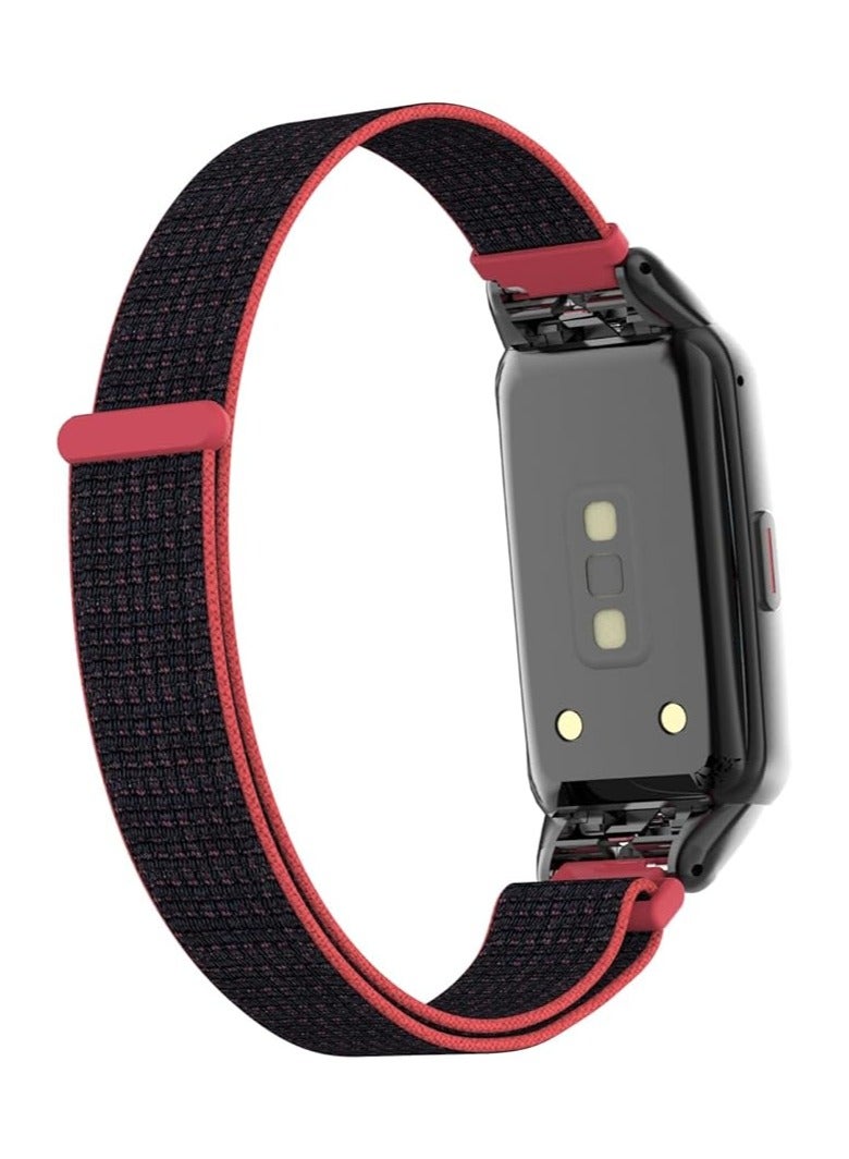 سوار من النايلون لسوار Honor Band 6/Huawei Band 6 Pro/Huawei Band 6، حزام ساعة من النايلون، سوار رياضي، حزام ساعة بديل ناعم، حزام معصم قابل للتعديل للنساء والرجال (وردي لامع) - Image 3