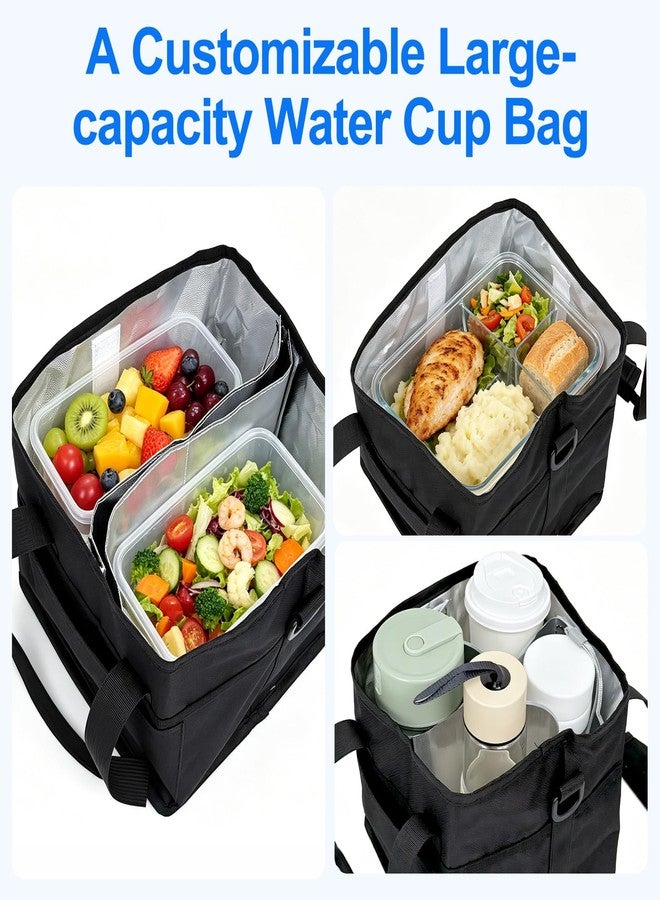 Qiannhee Family Size 4 Compartment Drink Bag - Insulated Reusable Drink Carrier with Adjustable Dividers & Shoulder Strap - Sturdy Portable Cup Holder for Delivery, Picnics, Travel & Outdoor Events - Image 3