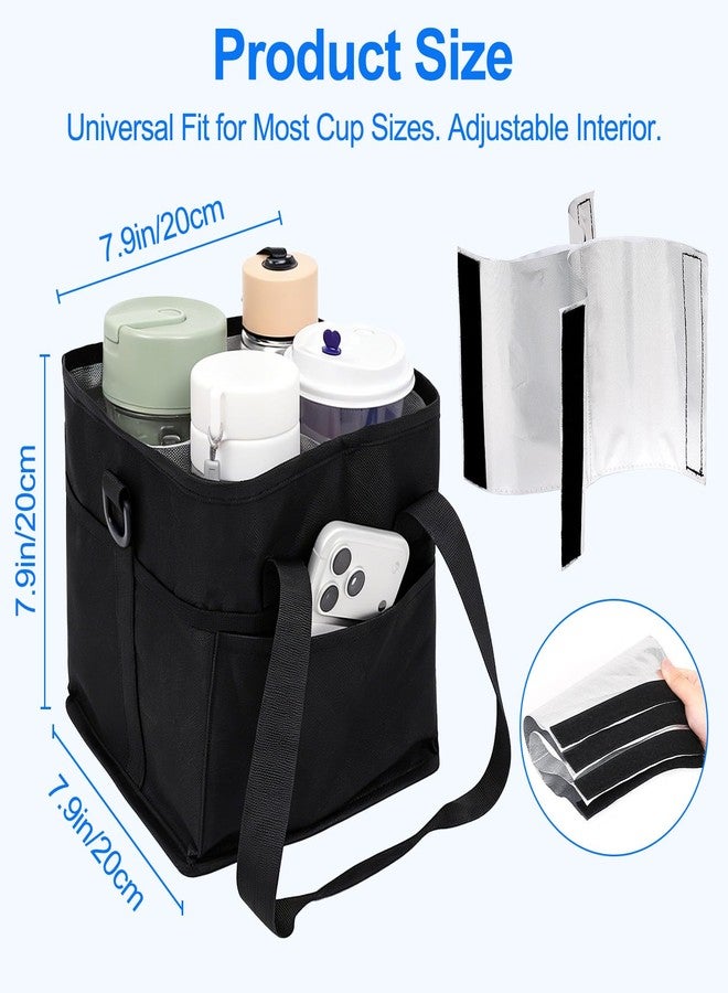 Qiannhee Family Size 4 Compartment Drink Bag - Insulated Reusable Drink Carrier with Adjustable Dividers & Shoulder Strap - Sturdy Portable Cup Holder for Delivery, Picnics, Travel & Outdoor Events - Image 2
