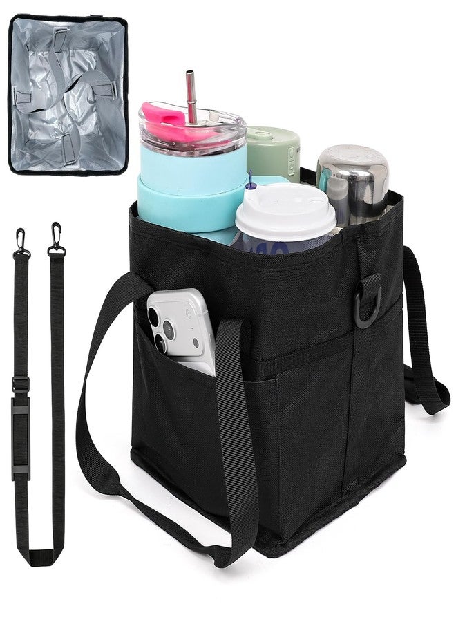 Qiannhee Family Size 4 Compartment Drink Bag - Insulated Reusable Drink Carrier with Adjustable Dividers & Shoulder Strap - Sturdy Portable Cup Holder for Delivery, Picnics, Travel & Outdoor Events - Image 1