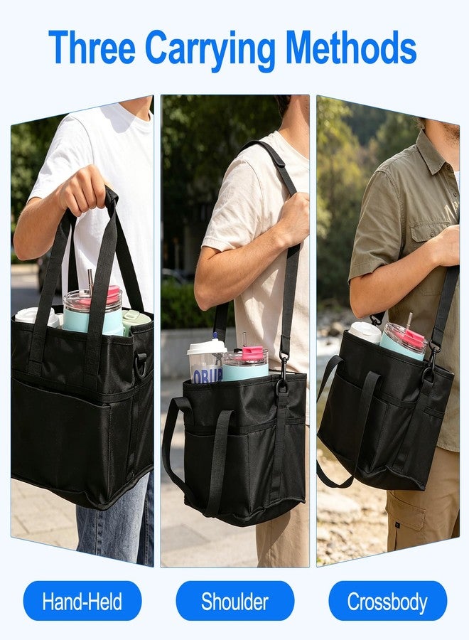 Qiannhee Family Size 4 Compartment Drink Bag - Insulated Reusable Drink Carrier with Adjustable Dividers & Shoulder Strap - Sturdy Portable Cup Holder for Delivery, Picnics, Travel & Outdoor Events - Image 5