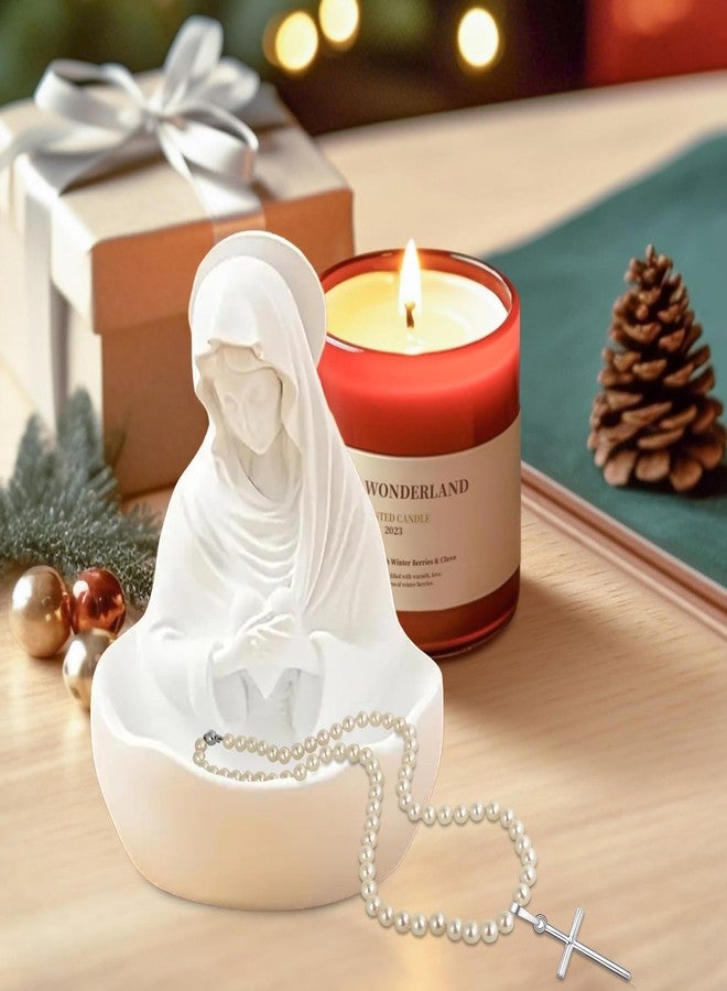 Dolcety Our Lady of Grace Virgin Mary Statue - Resin Rosary Holder for Home Altar, Catholic Gifts for Women, Blessed Mother Figurine for Baptism First Communion Mother's Day, Catholic Tabletop Religious Decor - Image 4