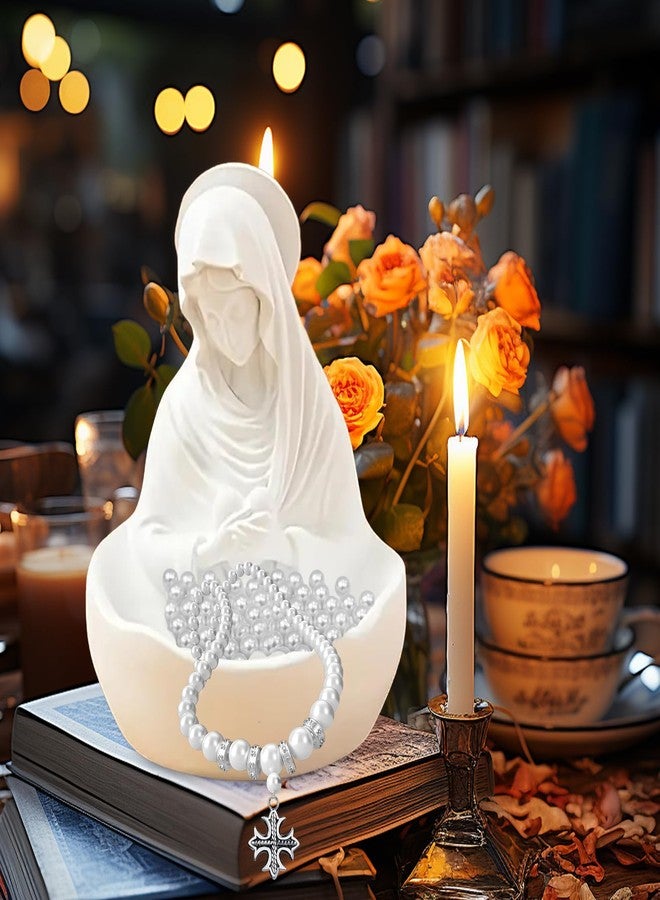 Dolcety Our Lady of Grace Virgin Mary Statue - Resin Rosary Holder for Home Altar, Catholic Gifts for Women, Blessed Mother Figurine for Baptism First Communion Mother's Day, Catholic Tabletop Religious Decor - Image 5