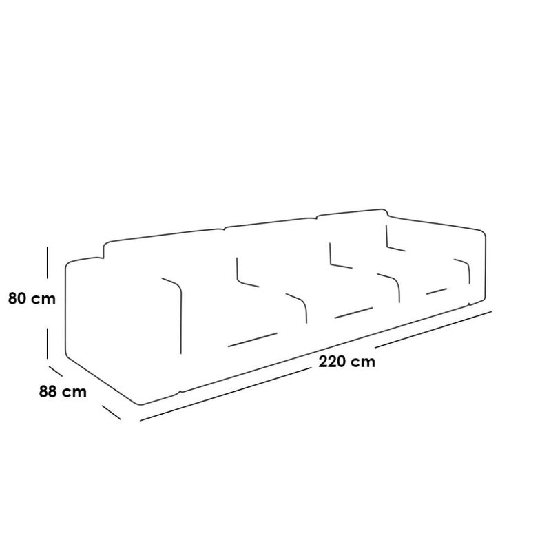 بيتك كنبة ثلاثة مقاعد خشب سويدي و مخمل - برتقالي - Image 2