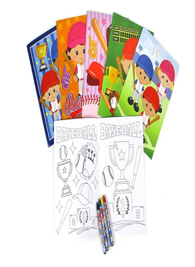 TINYMILLS Baseball Coloring Book Set with 12 Coloring Books and 48 Crayons Baseball Birthday Party Supplies Favor Bag Filler Team Party - Image 2