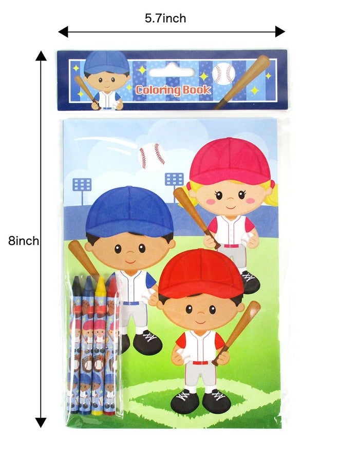 TINYMILLS Baseball Coloring Book Set with 12 Coloring Books and 48 Crayons Baseball Birthday Party Supplies Favor Bag Filler Team Party - Image 3