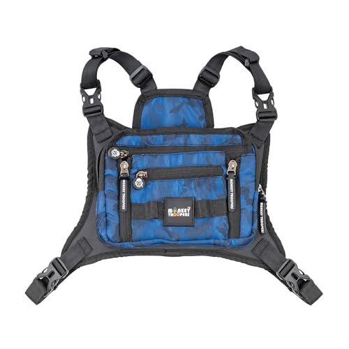Monkey Troopers Torque Chest Bag, Unisex Harness with Magnetic, Strap Tank Mount, Touch-Sensitive Pocket & Adjustable Fit. Ideal for Biking, Hiking, Travel, Outdoor Adventures(Blue) - Image 1