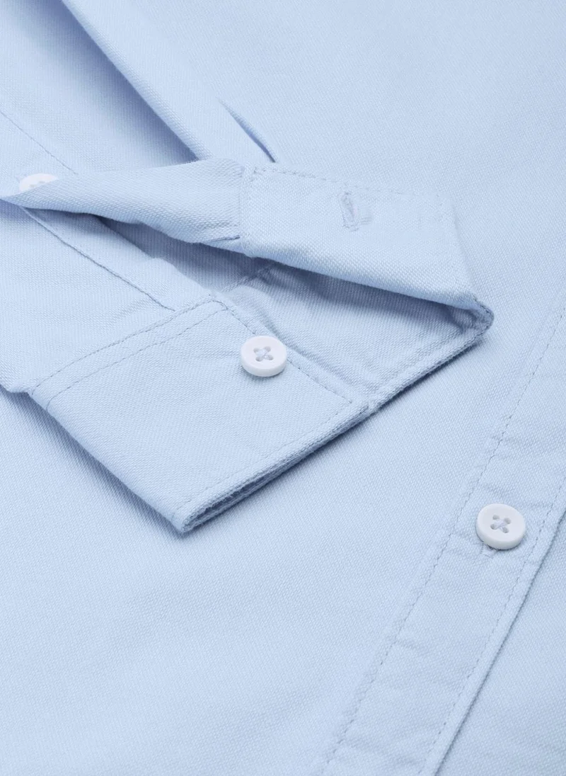 The Indian Garage Co Men Slim Fit Placement Embroidered Full Sleeves Cutaway Collar Casual Shirt