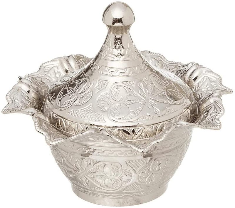 Alisveristime Traditional Turkish Delight and Sugar Bowl with Authentic Motifs Available in Five Colors Gultas Big Bowl Silver - Image 1