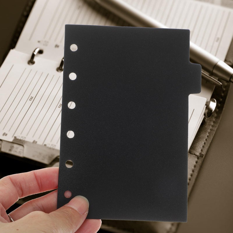 A6 فواصل بلاستيكية بمؤشرات علامات لحافظة 6 حلقات منظم مكتبي مدرسي أسود - Image 5