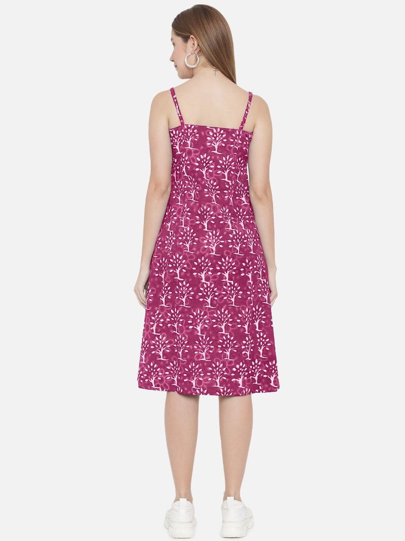 Indietoga Women's Printed Sustainable Pure Cotton Midi Dress (10001556_Pink Handblock_M) - Image 3